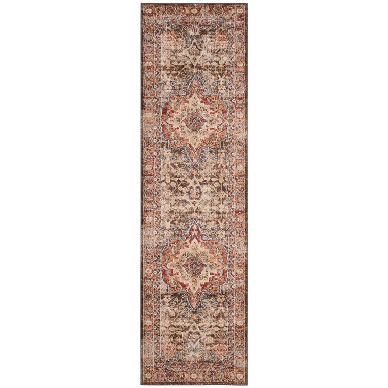 SAFAVIEH Bijar Brown/Rust 2 ft. x 12 ft. Border Distressed Medallion Runner Rug BIJ652D-212