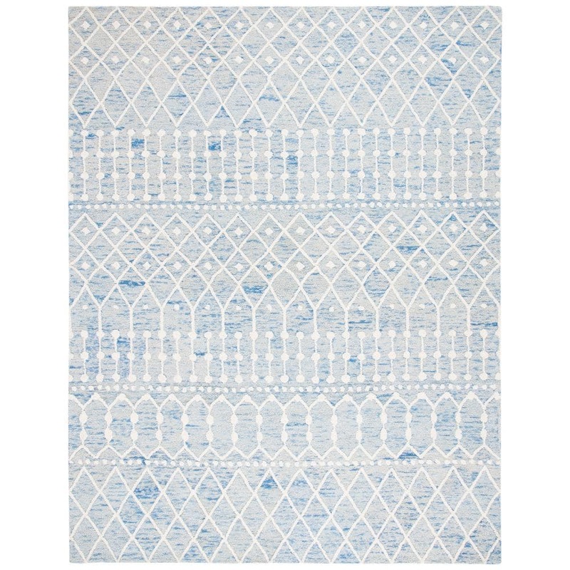 SAFAVIEH Blossom Blue/Ivory 8 ft. x 10 ft. Geometric Aztec Area Rug BLM115M-8