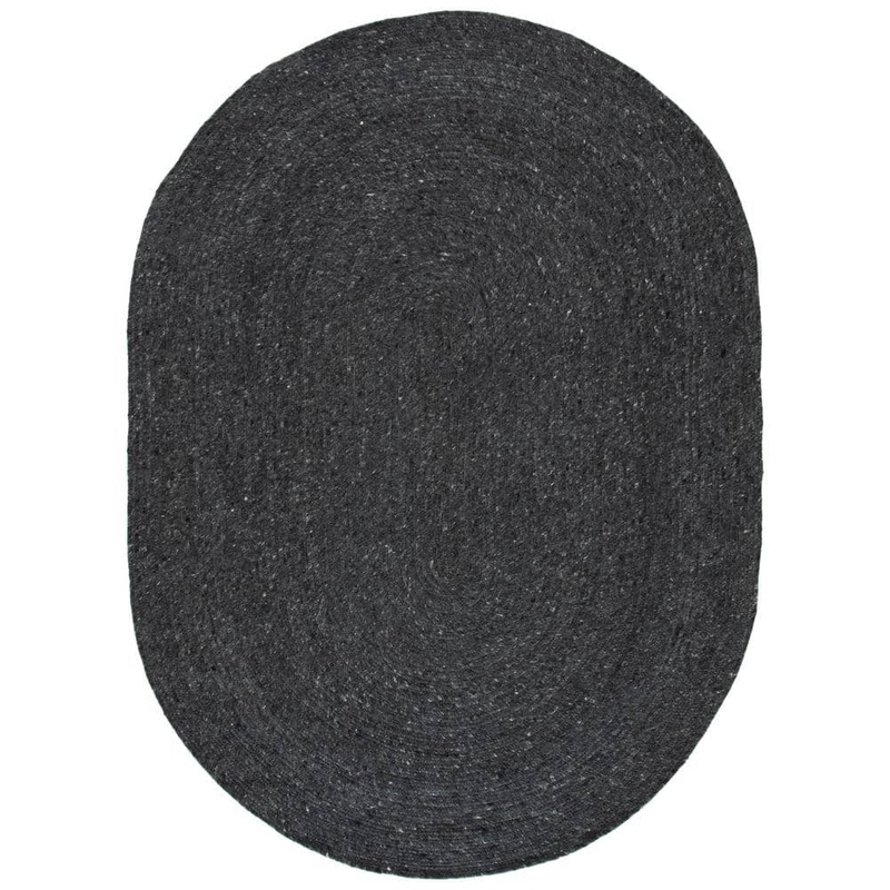 SAFAVIEH Braided Black 5 ft. x 7 ft. Oval Speckled Solid Color Area Rug BRD901Z-5OV
