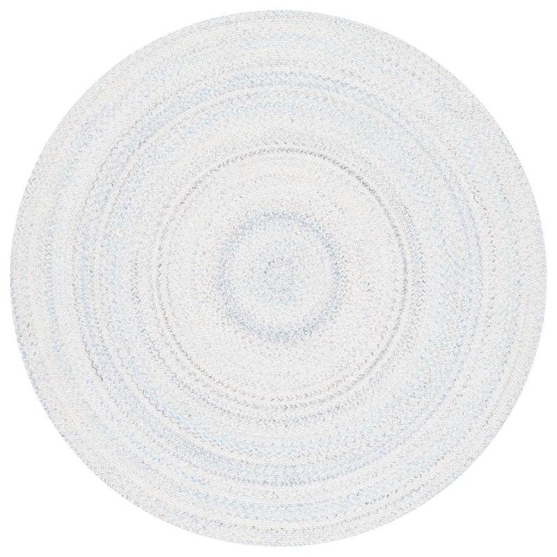 SAFAVIEH Braided Ivory Light Blue 6 ft. x 6 ft. Abstract Round Area Rug BRD804J-6R