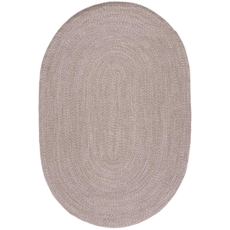SAFAVIEH Braided Ivory Steel Gray 8 ft. x 10 ft. Solid Oval Area Rug BRD256A-8OV