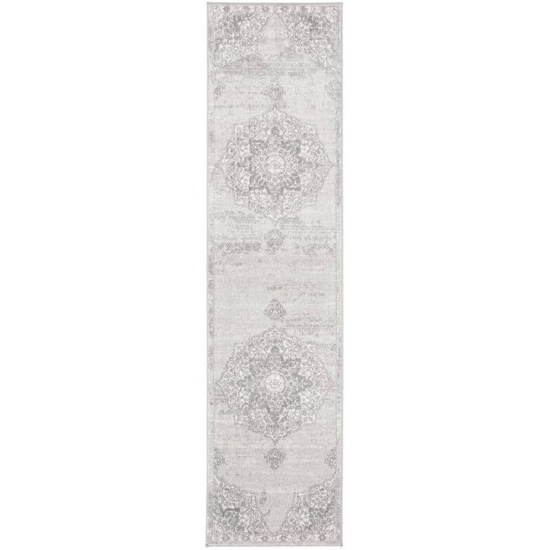 SAFAVIEH Brentwood Gray/Ivory 2 ft. x 12 ft. Geometric Runner Rug BNT802F-212