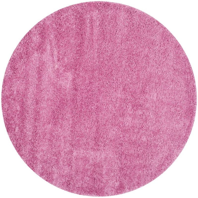 SAFAVIEH California Shag Pink 7 ft. x 7 ft. Round Solid Area Rug SG151-3232-7R