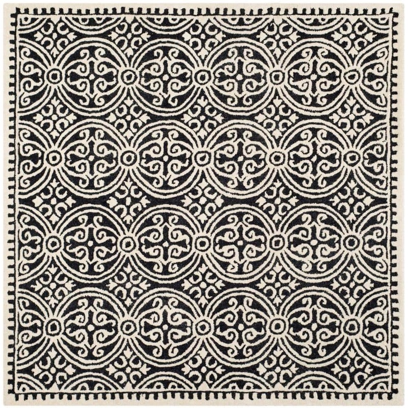SAFAVIEH Cambridge Black/Ivory 8 ft. x 8 ft. Square Medallion Geometric Area Rug CAM123E-8SQ