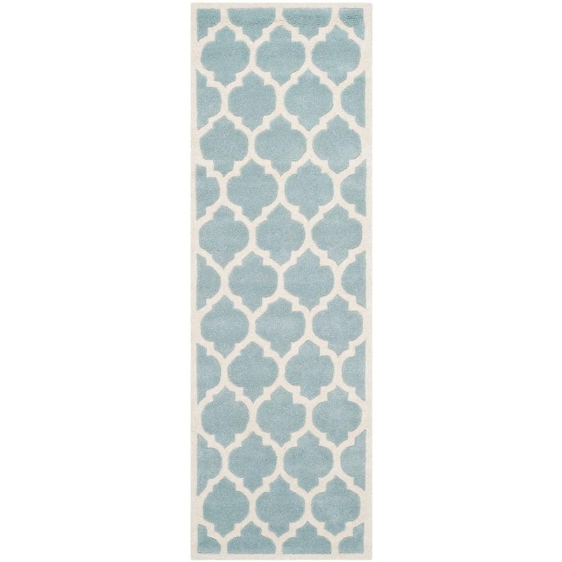 SAFAVIEH Chatham Blue/Ivory 2 ft. x 5 ft. Border Latticework Trellis Runner Rug CHT734B-25