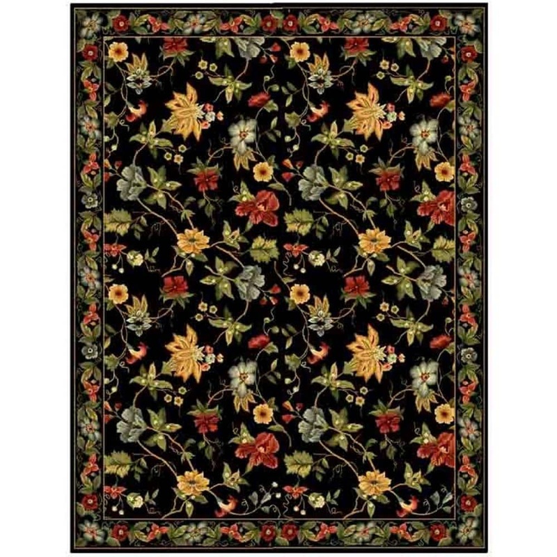 SAFAVIEH Chelsea Black 8 ft. x 10 ft. Gradient Border Floral Area Rug HK311A-8