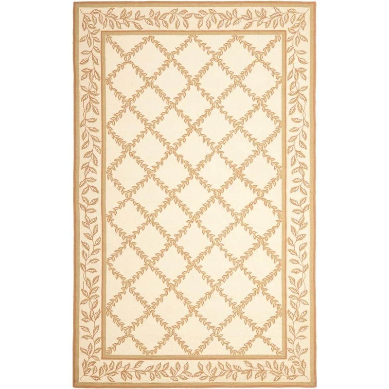 SAFAVIEH Chelsea Ivory/Gold 9 ft. x 12 ft. Border Floral Diamonds Area Rug HK230C-9