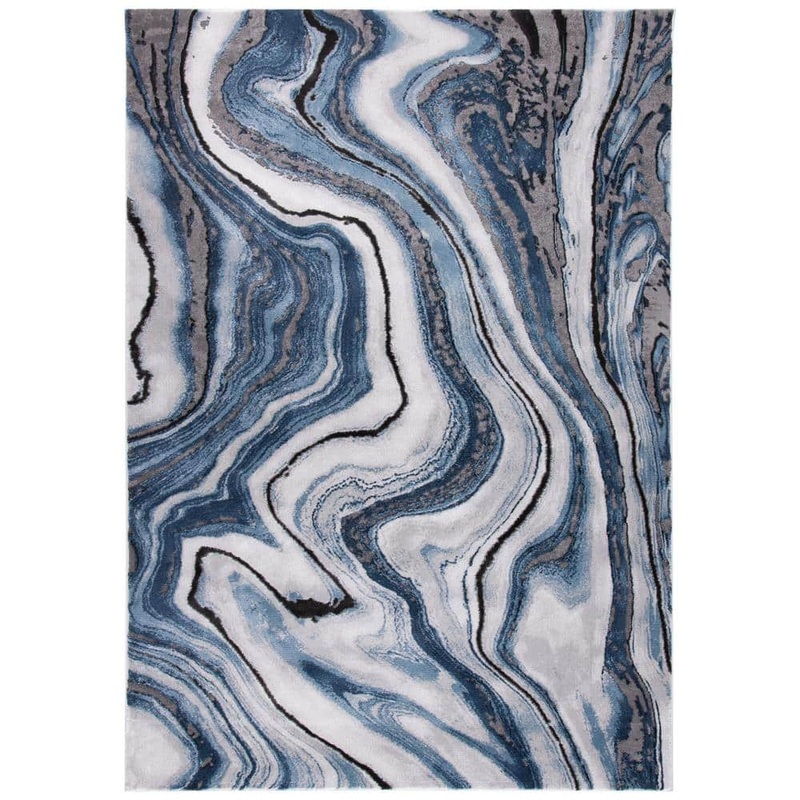 SAFAVIEH Craft Blue/Gray Doormat 3 ft. x 5 ft. Marbled Abstract Area Rug CFT819M-3