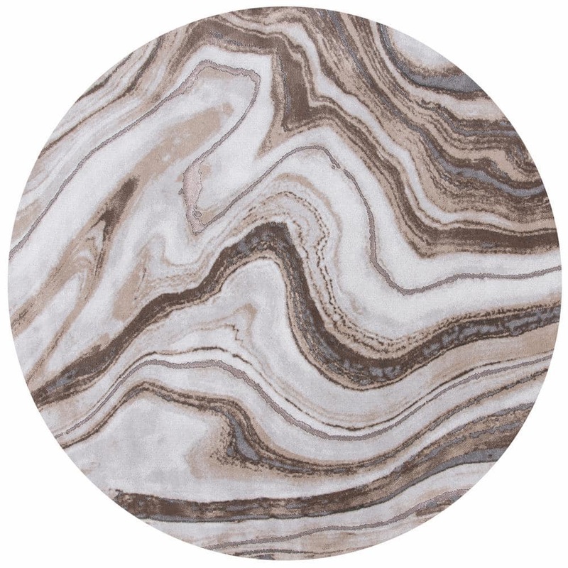 SAFAVIEH Craft Gold/Gray 7 ft. x 7 ft. Round Marbled Abstract Area Rug CFT819D-7R