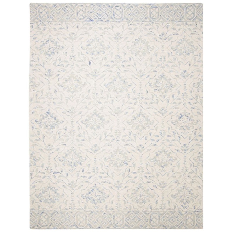 SAFAVIEH Dip Dye Light Blue/Ivory 11 ft. x 15 ft. Border Floral Medallion Area Rug DDY901L-1115