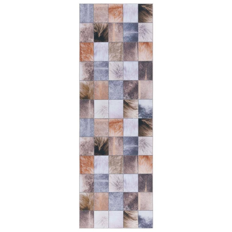 SAFAVIEH Faux Hide Beige/Brown 3 ft. x 8 ft. Machine Washable Plaid Solid Color Runner Rug FAH519C-28