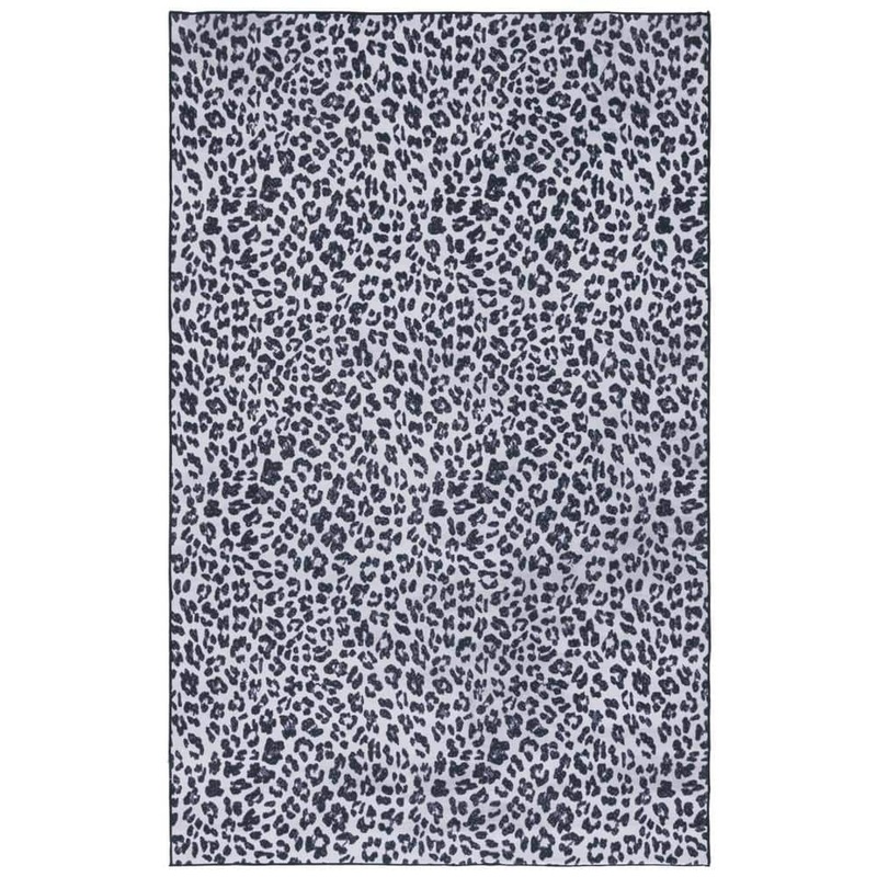 SAFAVIEH Faux Hide Ivory/Black Doormat 3 ft. x 5 ft. Machine Washable Animal Print Area Rug FAH505A-3