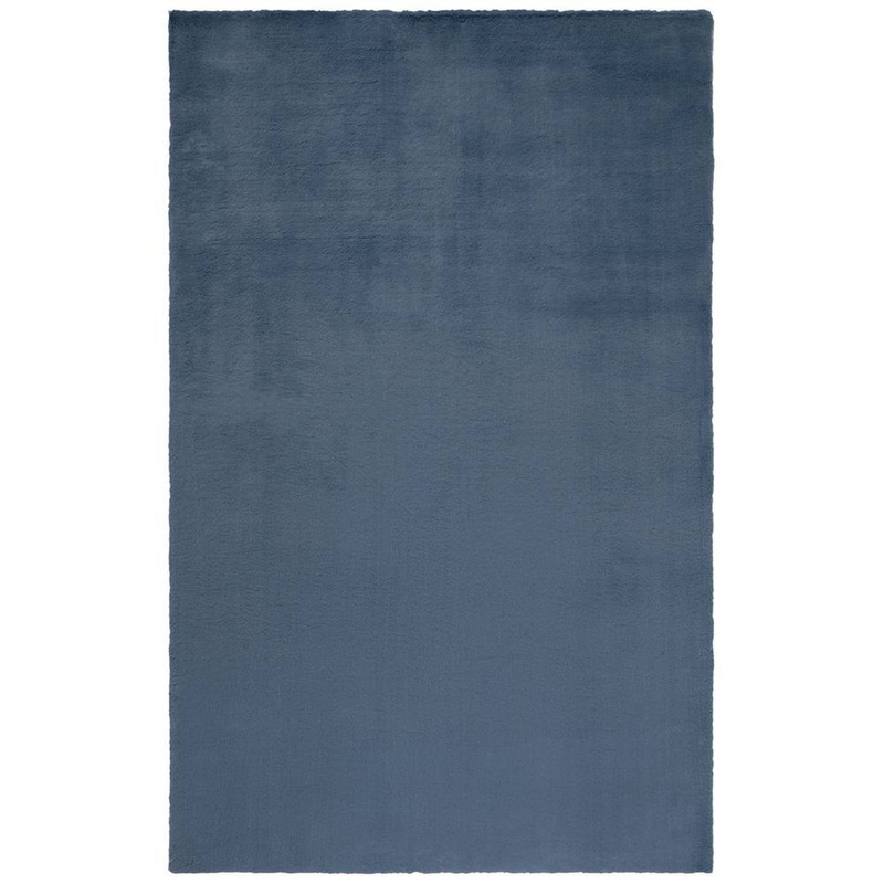 SAFAVIEH Faux Rabbit Fur Dark Gray Doormat 3 ft. x 5 ft. Machine Washable High Low Solid Color Area Rug FRF500H-3