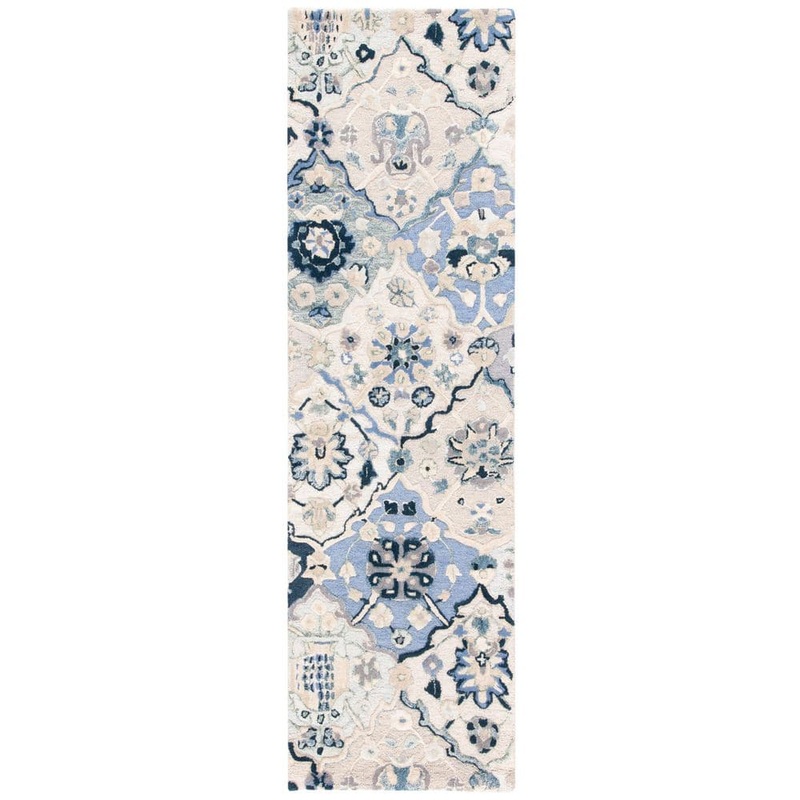 SAFAVIEH Glamour Beige/Blue 2 ft. x 10 ft. Floral Runner Rug GLM622B-210
