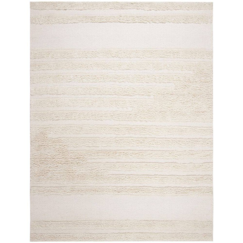 SAFAVIEH Kenya Ivory 8 ft. x 10 ft. High-Low Flokati Chevron Solid Color Area Rug KNY951A-8
