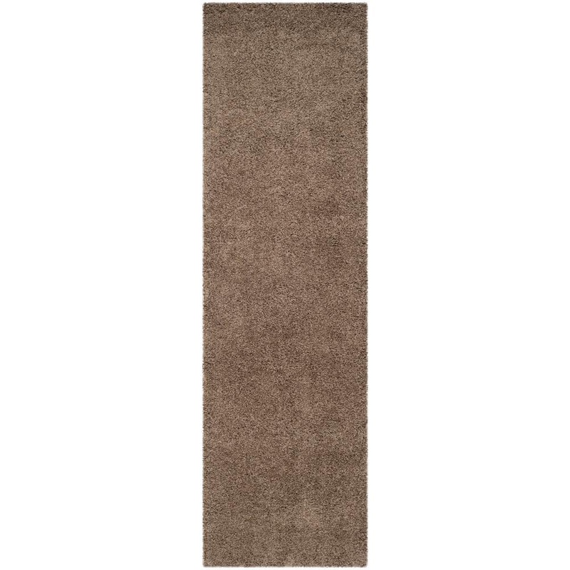 SAFAVIEH Laguna Shag Taupe 2 ft. x 8 ft. Solid Runner Rug SGL303D-28