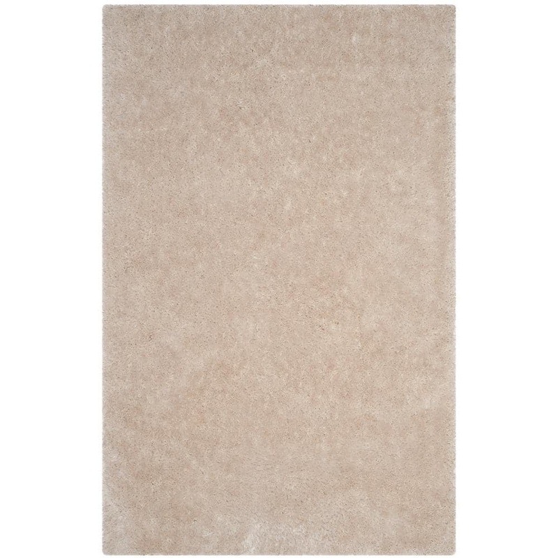 SAFAVIEH Luxe Shag Bone Doormat 3 ft. x 5 ft. Solid Area Rug SGX160B-3