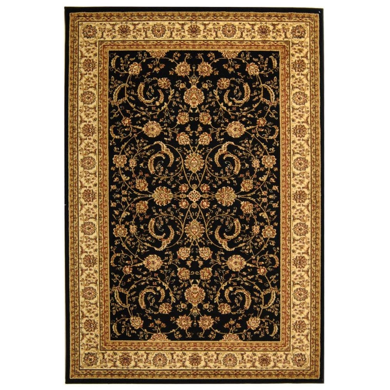SAFAVIEH Lyndhurst Black/Ivory 4 ft. x 6 ft. Antique Floral Border Area Rug LNH219A-4