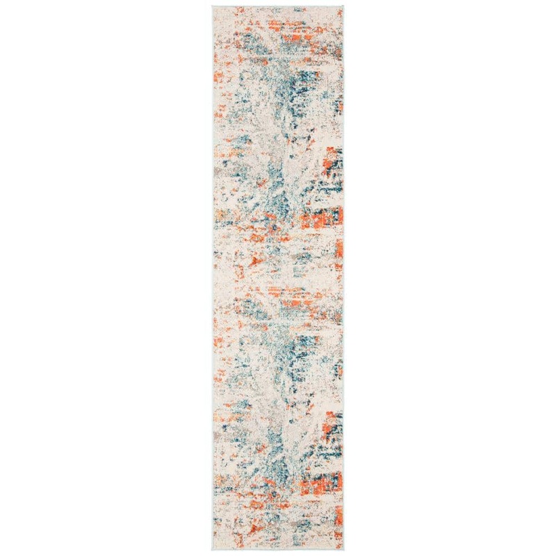 SAFAVIEH Madison Cream/Orange 2 ft. x 12 ft. Geometric Runner Rug MAD478B-212