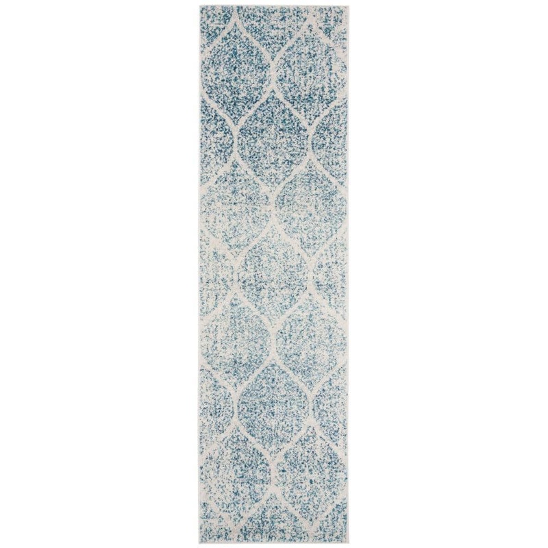 SAFAVIEH Madison Cream/Turquoise 2 ft. x 12 ft. Runner Rug MAD604E-212