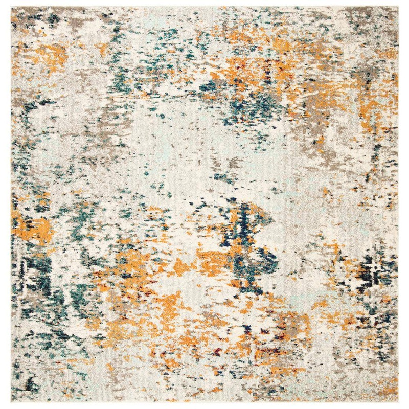 SAFAVIEH Madison Gray/Beige 11 ft. x 11 ft. Geometric Abstract Square Area Rug MAD453A-11SQ