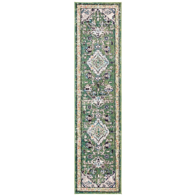 SAFAVIEH Madison Green/Turquoise 2 ft. x 8 ft. Runner Rug MAD474Y-28