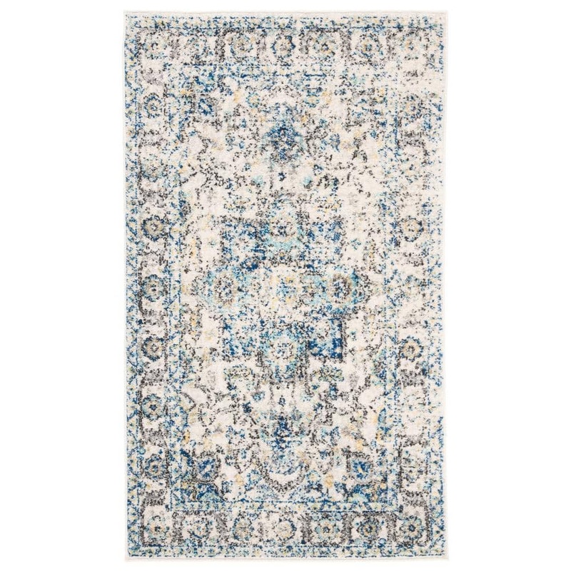 SAFAVIEH Madison Turquoise/Ivory Doormat 3 ft. x 5 ft. Geometric Area Rug MAD603K-3