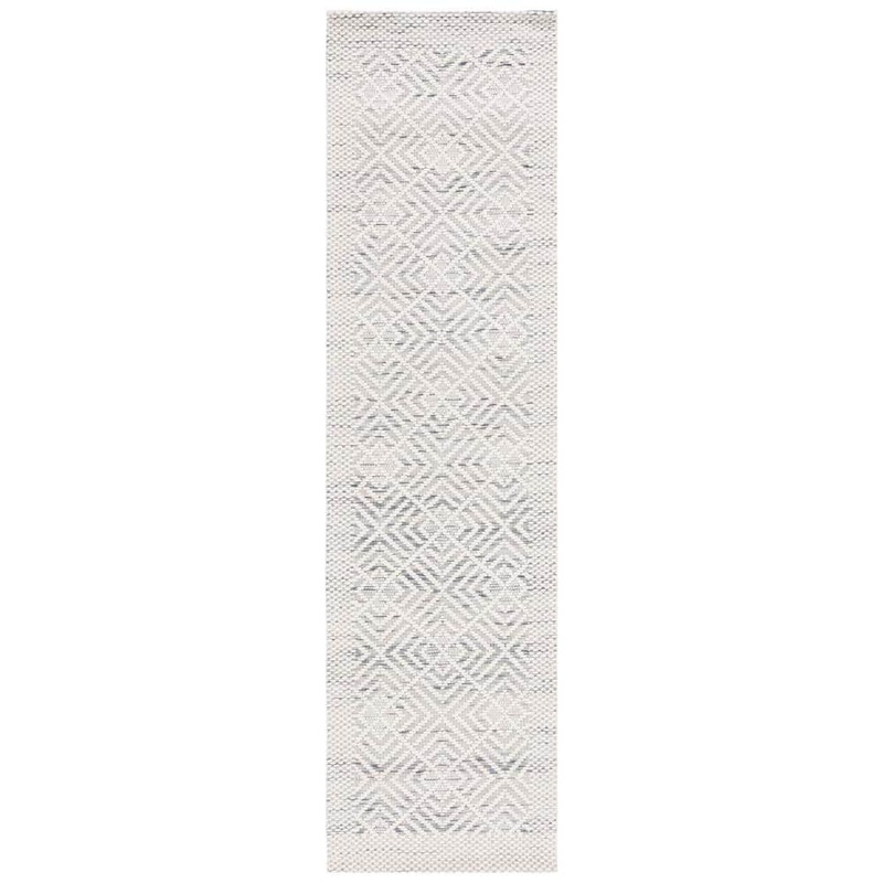 SAFAVIEH Marbella Collection Ivory Black 2 ft. x 9 ft. Geometric Plaid Runner Rug MRB425Z-29