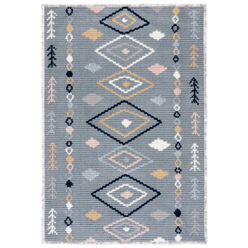 SAFAVIEH Marrakesh Gray/Multi 8 ft. x 10 ft. Geometric Striped Area Rug MRK604N-8