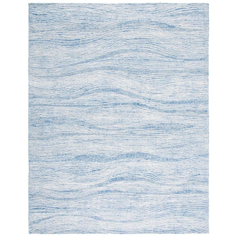 SAFAVIEH Metro Blue/Ivory 8 ft. x 10 ft. Abstract Waves Area Rug MET995M-8