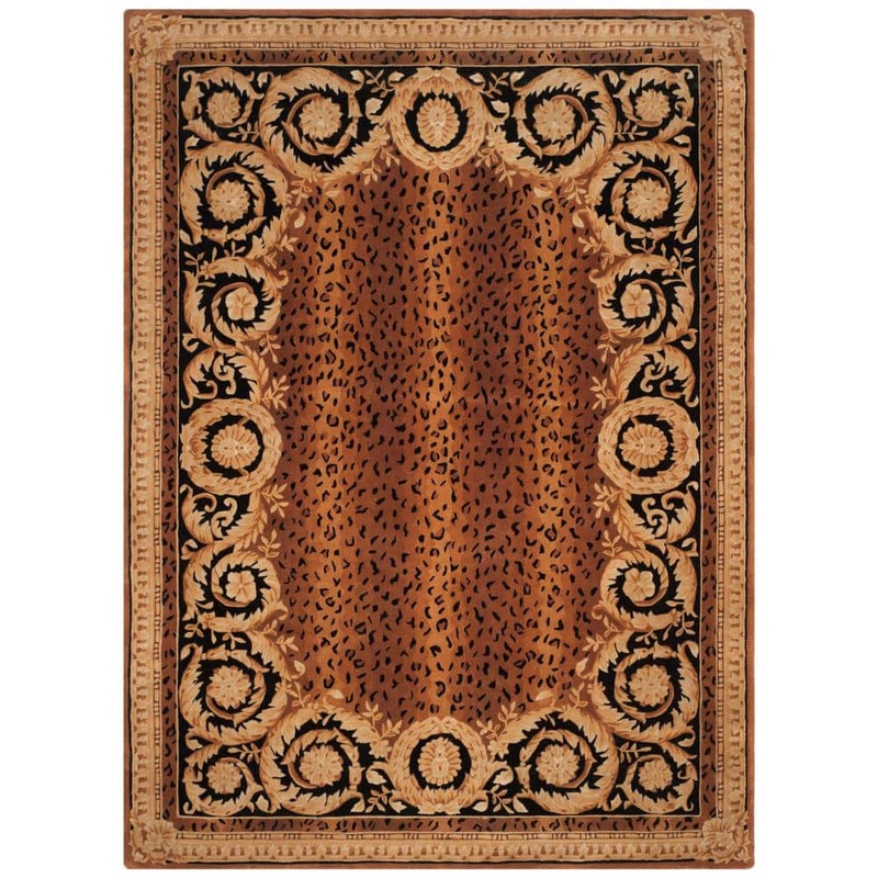 SAFAVIEH Naples Black/Gold 8 ft. x 11 ft. Animal Print Area Rug NA712A-9