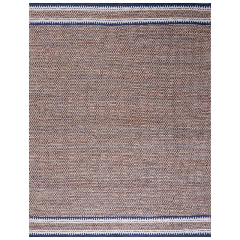 SAFAVIEH Natural Fiber Beige/Navy 8 ft. x 10 ft. Woven Border Area Rug NF874N-8