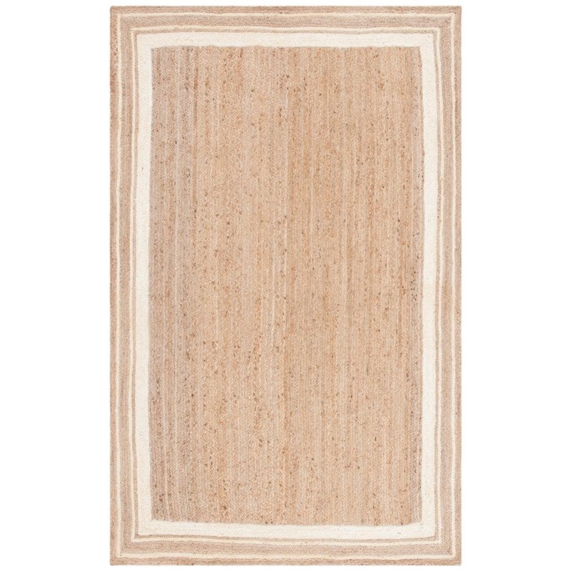 SAFAVIEH Natural Fiber Ivory/Beige 9 ft. x 12 ft. Striped Border Area Rug NF109A-9