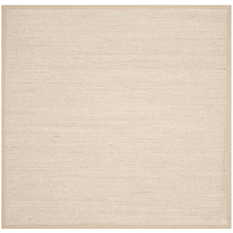 SAFAVIEH Natural Fiber Marble/Linen 8 ft. x 8 ft. Square Border Area Rug NF143B-8SQ