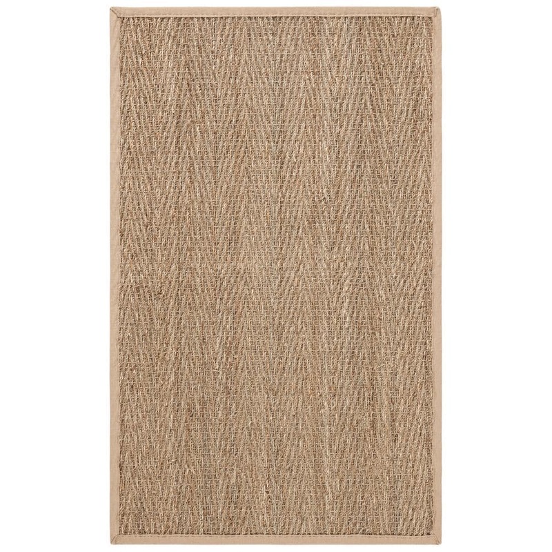 SAFAVIEH Natural Fiber Tan/Beige Doormat 3 ft. x 4 ft. Border Area Rug NF115A-24