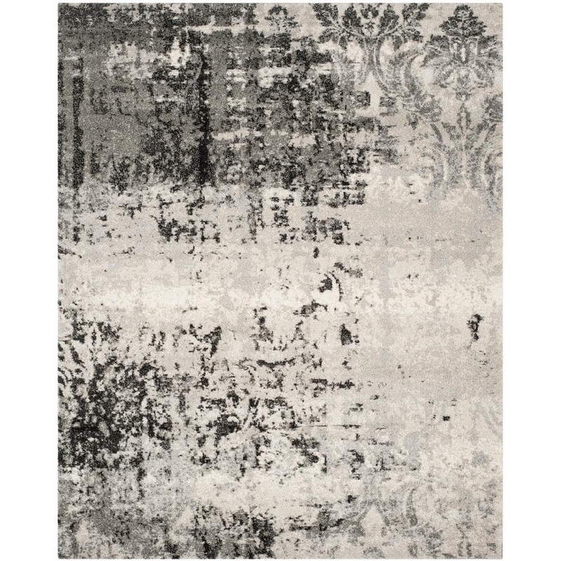 SAFAVIEH Retro Light Gray/Gray 9 ft. x 12 ft. Floral Area Rug RET2139-7980-9