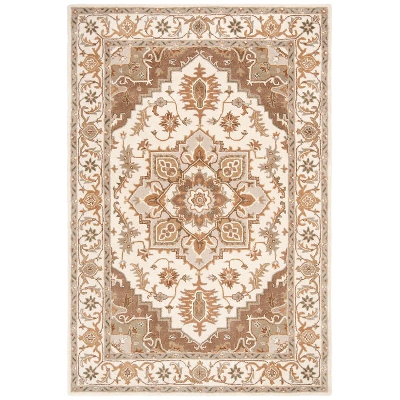 SAFAVIEH Royalty Beige/Sage 6 ft. x 9 ft. Border Area Rug ROY700B-6