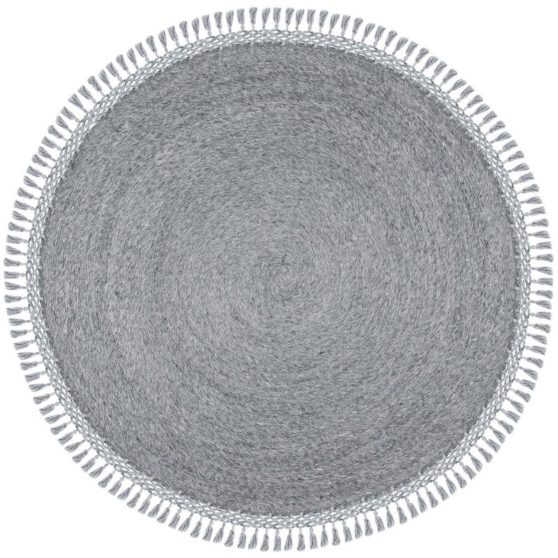 SAFAVIEH Sahara Charcoal 6 ft. x 6 ft. Round Solid Area Rug SAH490H-6R