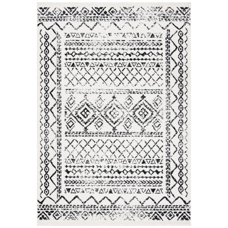SAFAVIEH Tulum Ivory/Black 5 ft. x 8 ft. Border Area Rug TUL268D-5