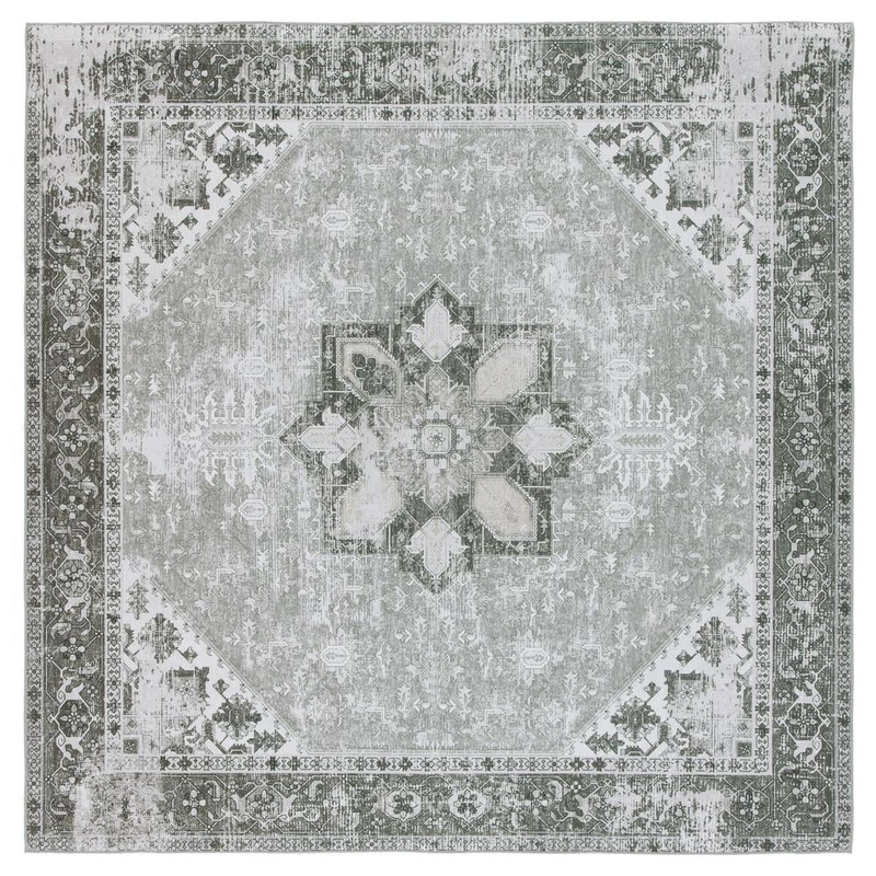 SAFAVIEH Tuscon Dark Sage/Ivory 5 ft. x 5 ft. Machine Washable Border Distressed Square Area Rug TSN102F-5SQ