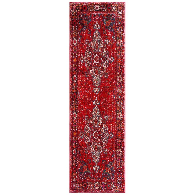 SAFAVIEH Vintage Hamadan Red/Multi 2 ft. x 10 ft. Medallion Antique Border Runner Rug VTH222A-210
