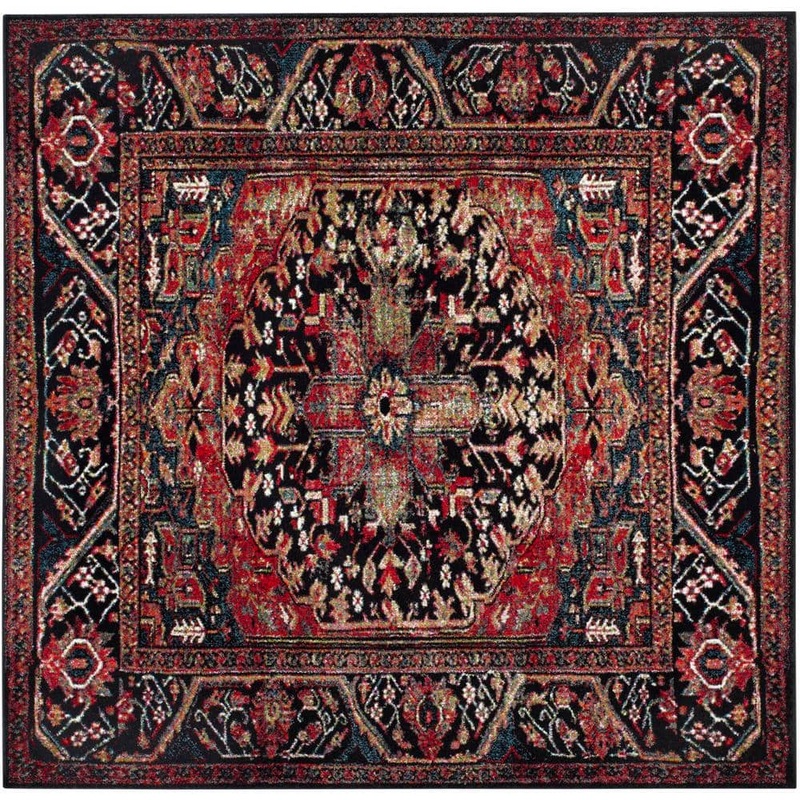 SAFAVIEH Vintage Hamadan Red/Multi 5 ft. x 5 ft. Antique Medallion Square Area Rug VTH215A-5SQ