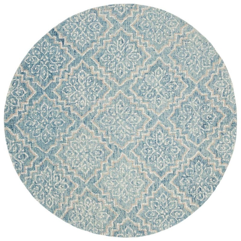 SAFAVIEH Abstract Blue/Gray 4 ft. x 4 ft. Diamond Floral Round Area Rug ABT201A-4R