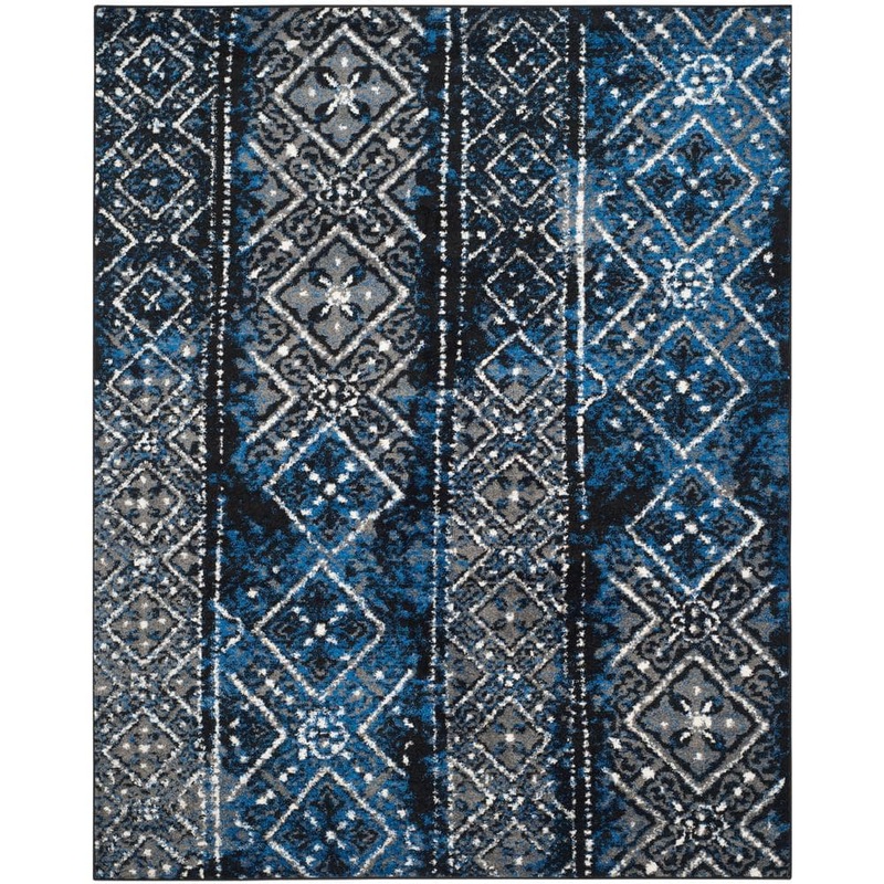 SAFAVIEH Adirondack Blue/Black 9 ft. x 12 ft. Border Area Rug ADR111A-9