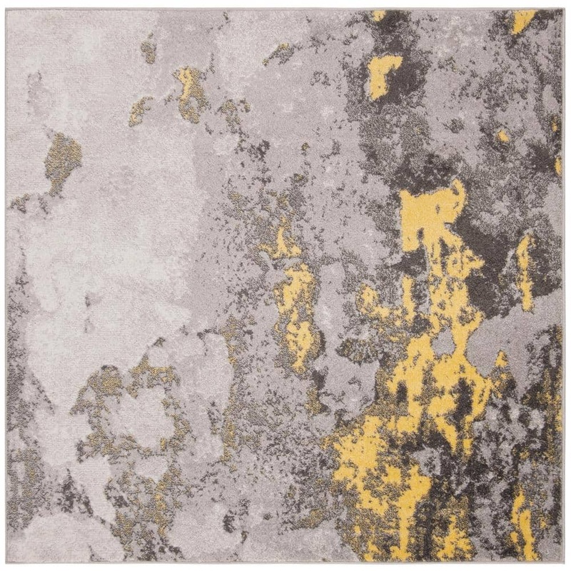 SAFAVIEH Adirondack Gray/Yellow 12 ft. x 12 ft. Distressed Abstract Square Area Rug ADR134H-12SQ