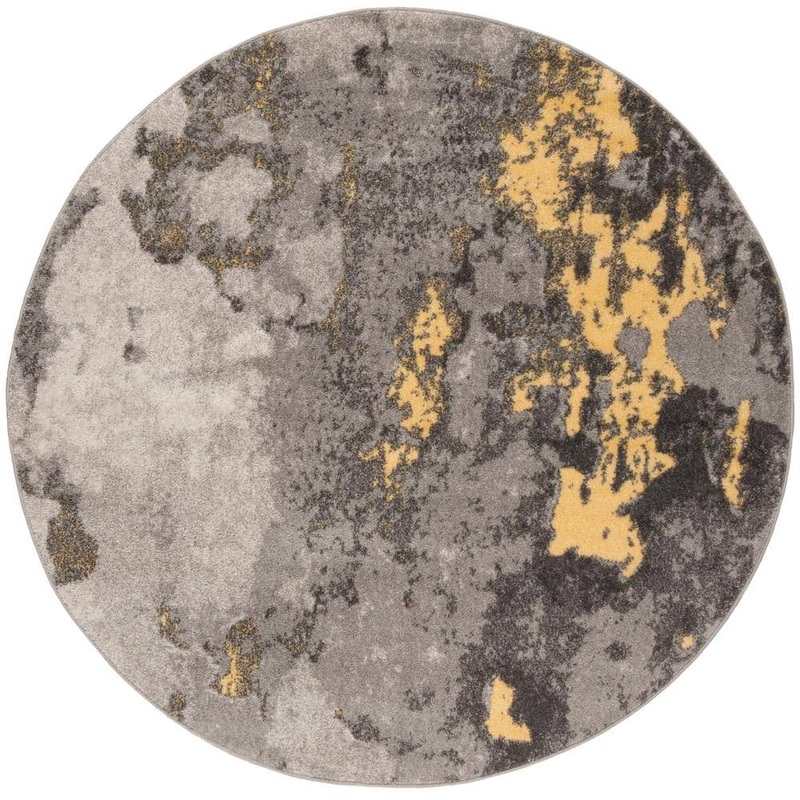 SAFAVIEH Adirondack Gray/Yellow 6 ft. x 6 ft. Round Abstract Area Rug ADR134H-6R