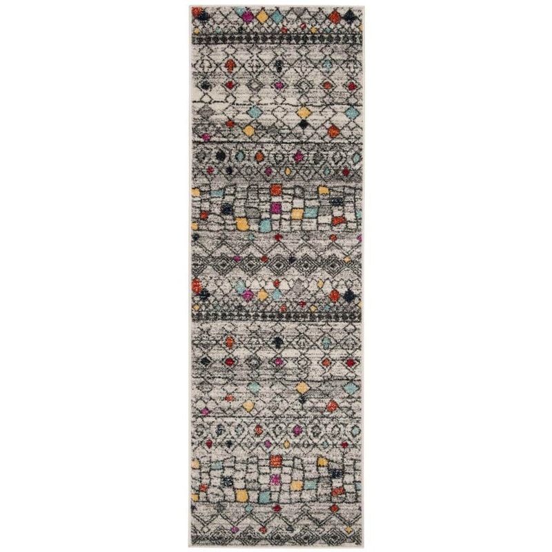 SAFAVIEH Adirondack Light Gray/Fuchsia 3 ft. x 12 ft. Geometric Runner Rug ADR204F-212