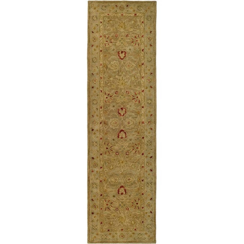 SAFAVIEH Antiquity Brown/Beige 2 ft. x 14 ft. Border Runner Rug AT822B-214