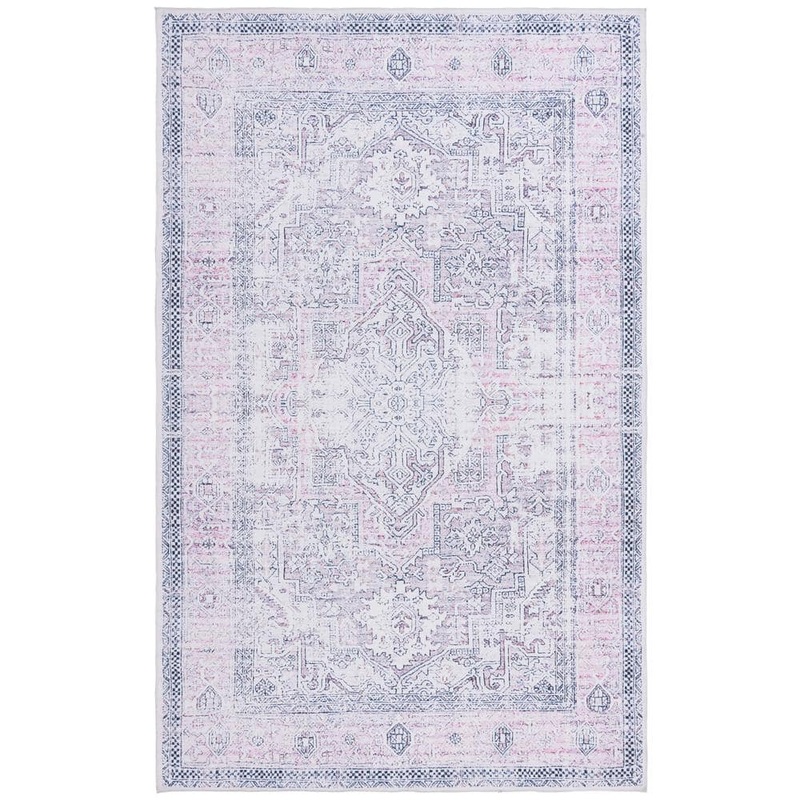 SAFAVIEH Arizona Pink/Beige 3 ft. x 5 ft. Distressed Border Ornate Machine Washable Area Rug ARZ223U-3