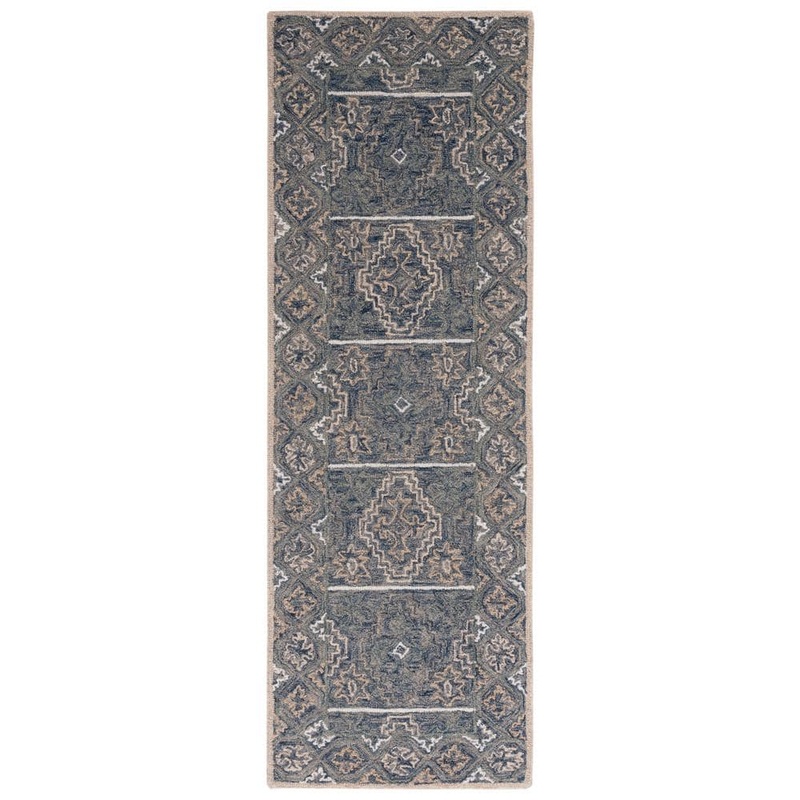 SAFAVIEH Aspen Blue/Beige 2 ft. x 8 ft. Parallel Diamond Runner Rug APN275M-28